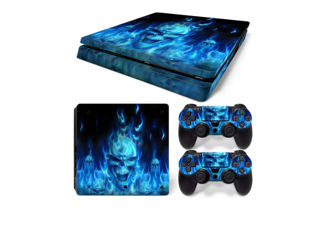 PS4 standard Console skin Blue skull flame