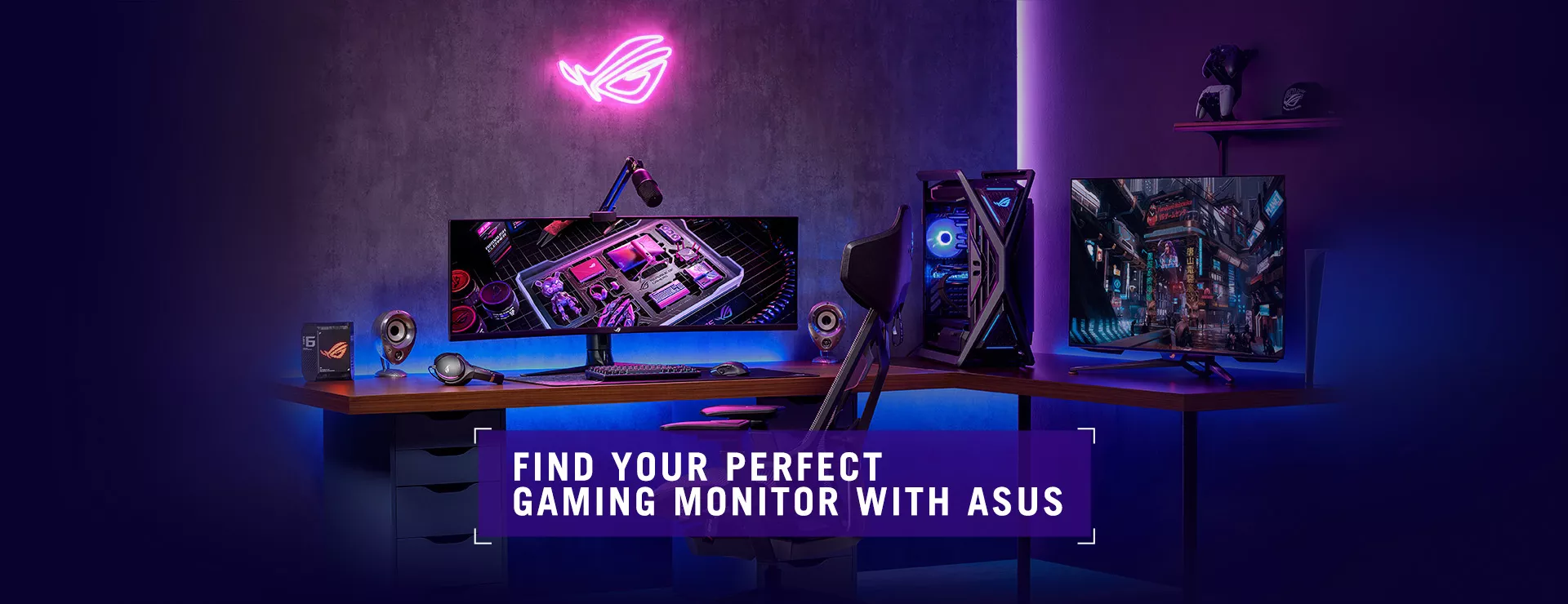 Gaming setup with monitor and keyboard